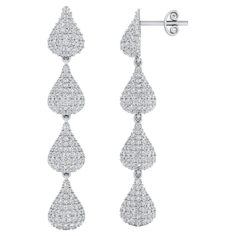 Diamond Drop Earrings on White Gold For Sale