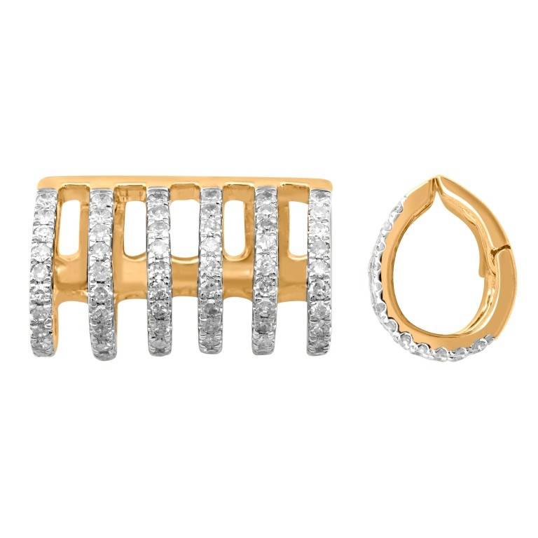 18k Gold diamond ring motif earrings weighing 1.00 carats.