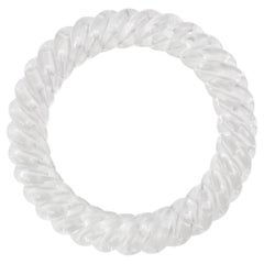 Natural rock crystal rope carving bangle from single piece