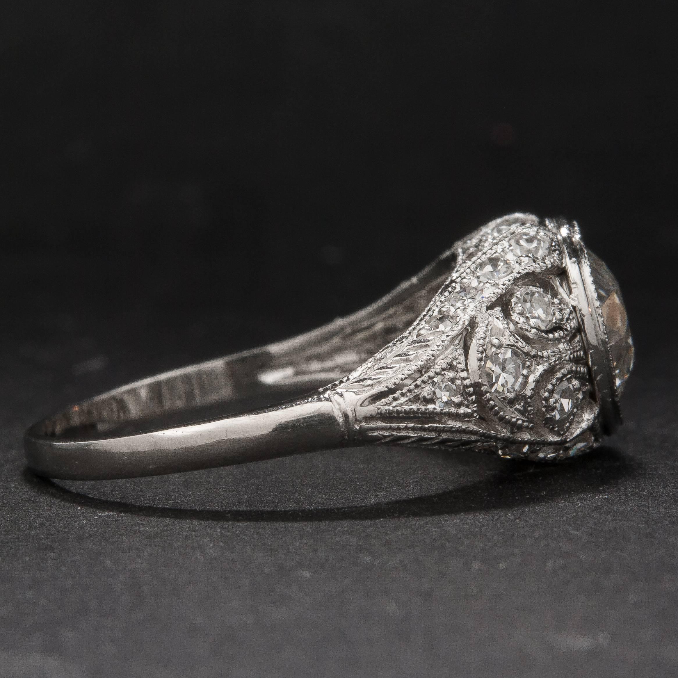 Women's 1.52ct Diamond Art Deco Style Ring For Sale