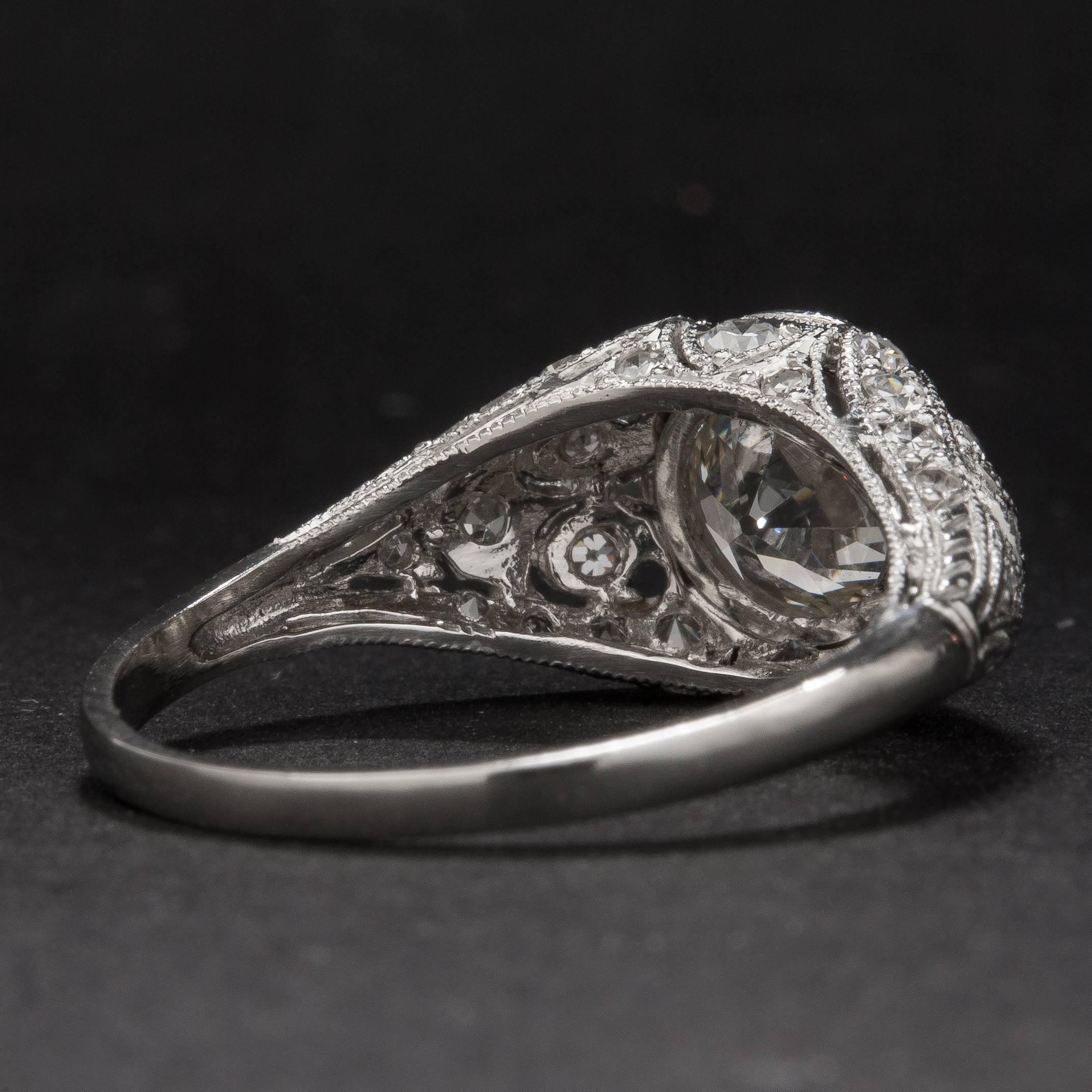 1.52ct Diamond Art Deco Style Ring For Sale 1