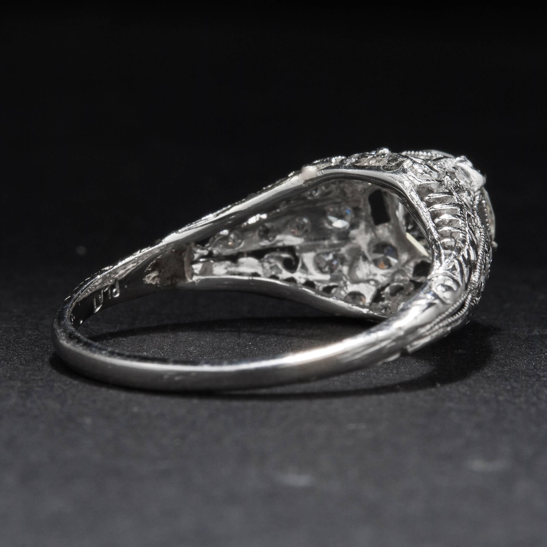 1.02ct Diamond Art Deco Ring For Sale 1