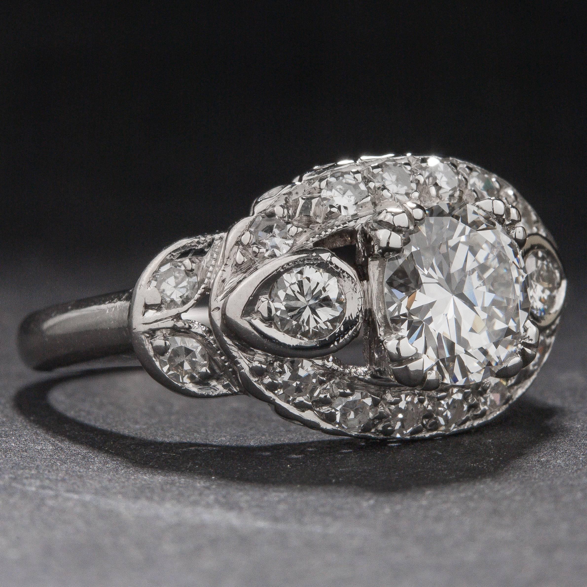 Art Deco Style .90ct Diamond Ring In Excellent Condition For Sale In Carmel, CA