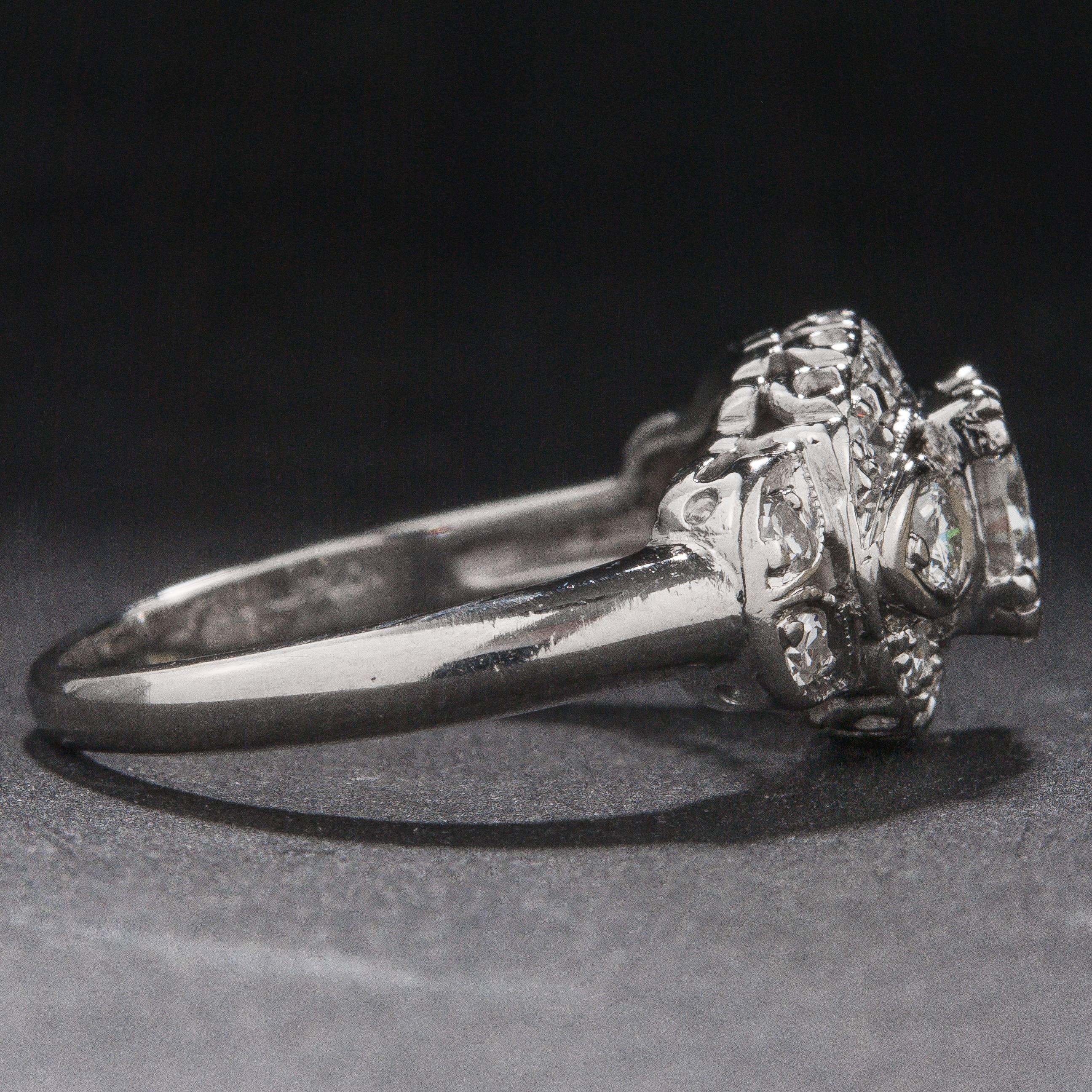 Women's Art Deco Style .90ct Diamond Ring For Sale