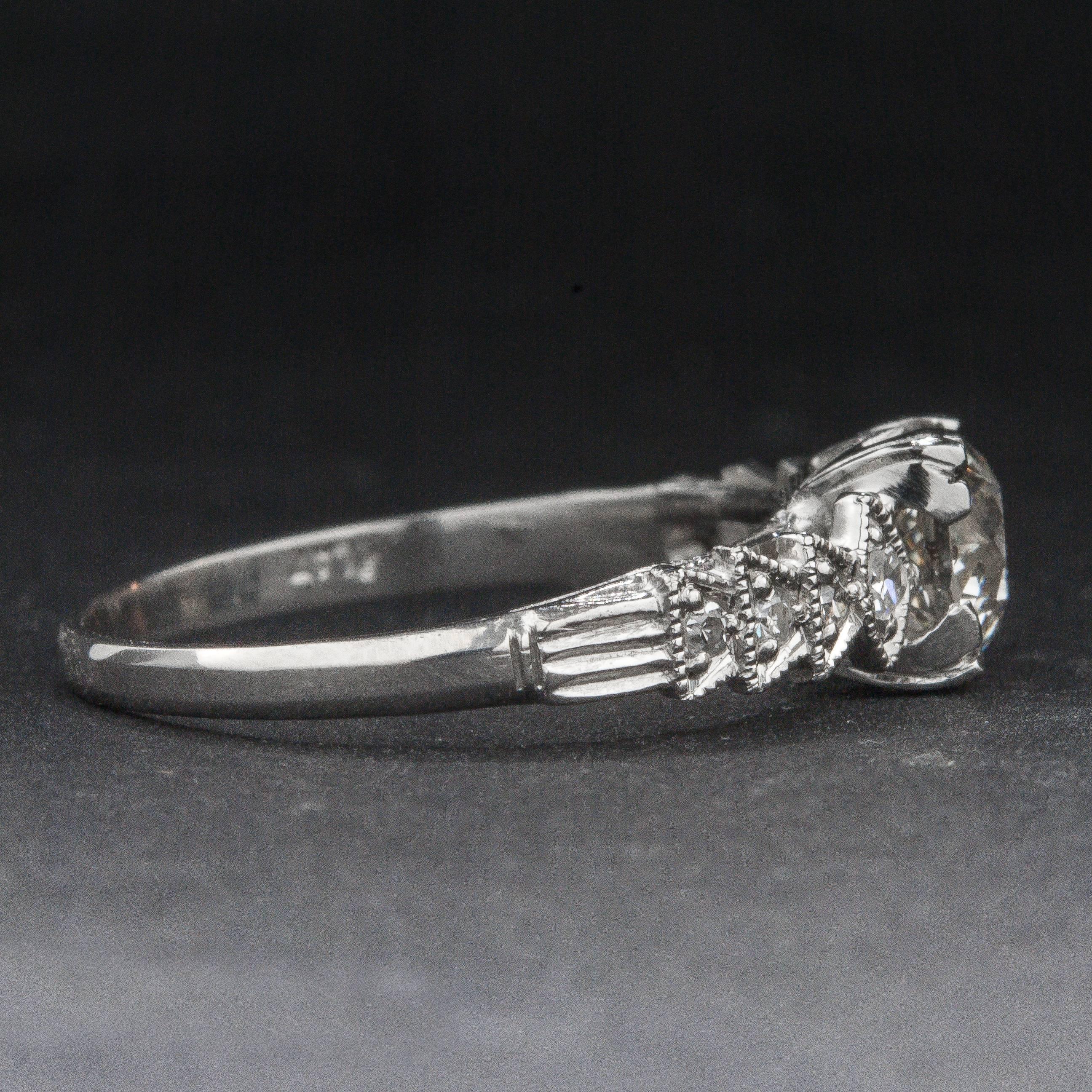 .93 Carat Old European Cut Diamond Platinum Ring In Excellent Condition For Sale In Carmel, CA