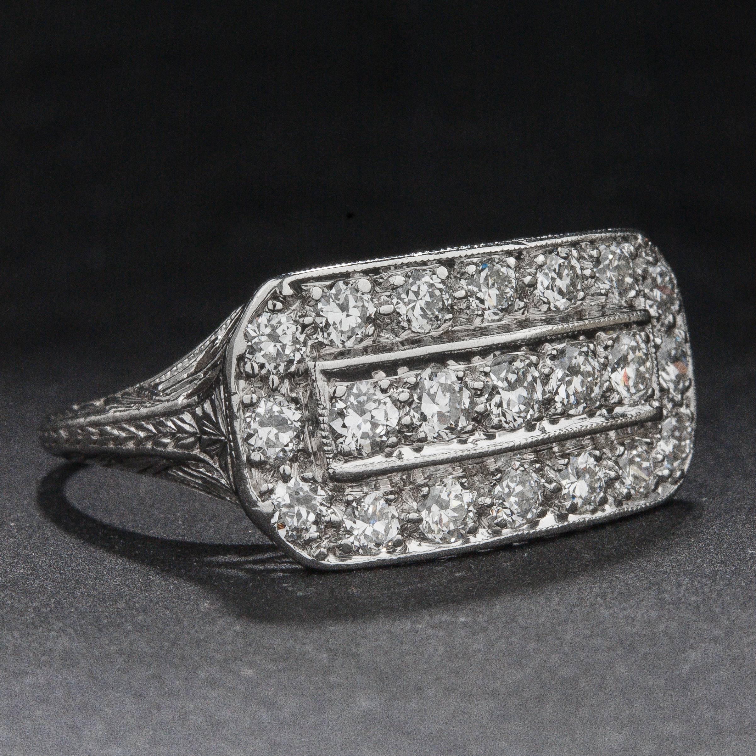 Art Deco .60ctw Diamond Ring In Excellent Condition For Sale In Carmel, CA