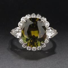 GIA Cert 5.10ct Alexandrite and Diamond Ring