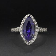 2.83ct Marquise Cut Tanzanite and Diamond Ring