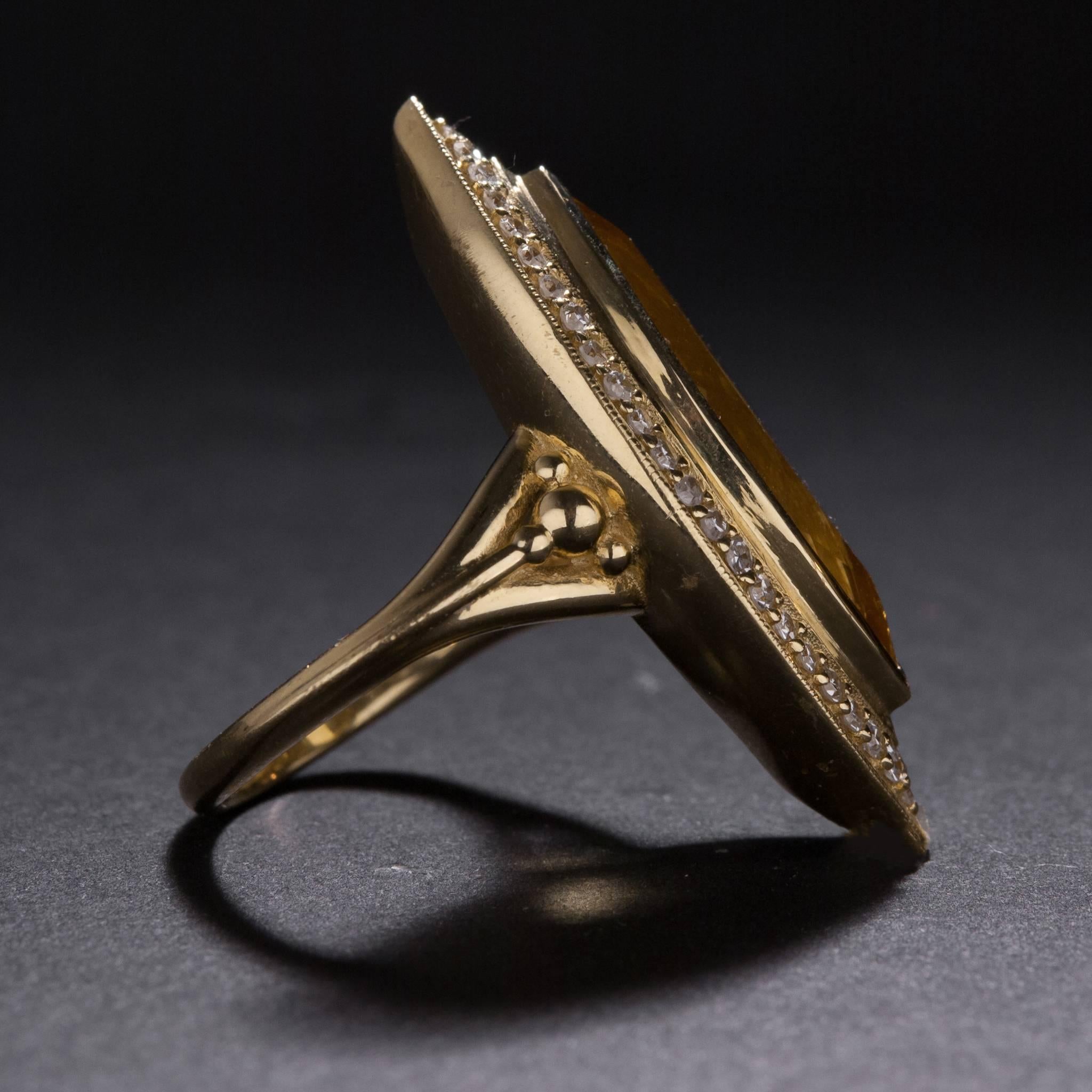 12.00ct Beryl and Diamond Ring In Excellent Condition For Sale In Carmel, CA