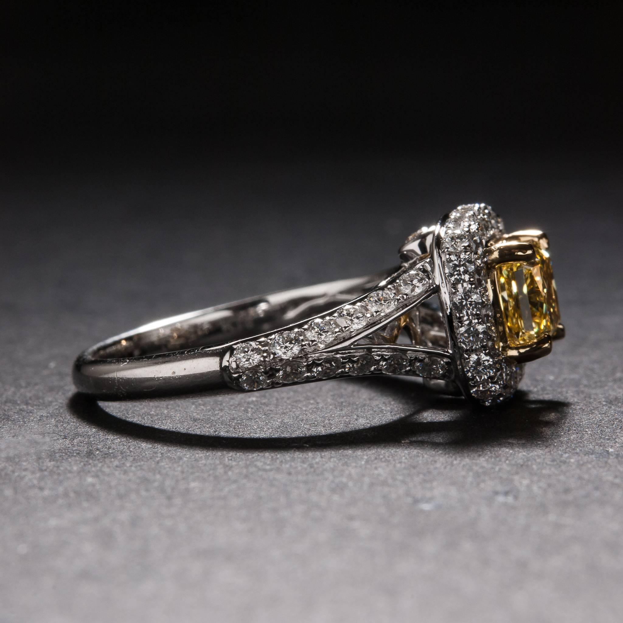 1.00ct Yellow Diamond Ring  In New Condition For Sale In Carmel, CA