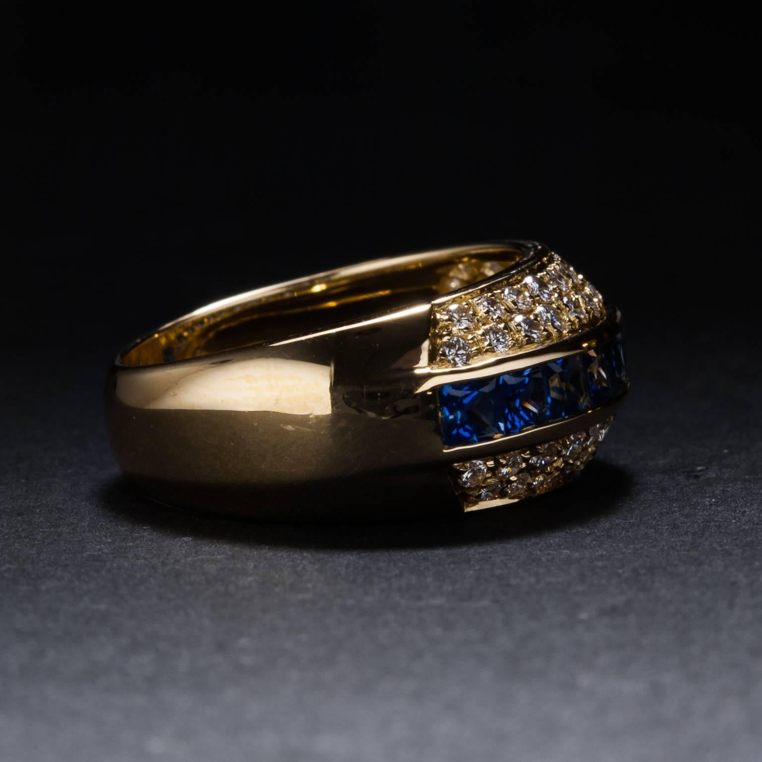 1.56ctw Sapphire and Diamond Ring In Excellent Condition For Sale In Carmel, CA