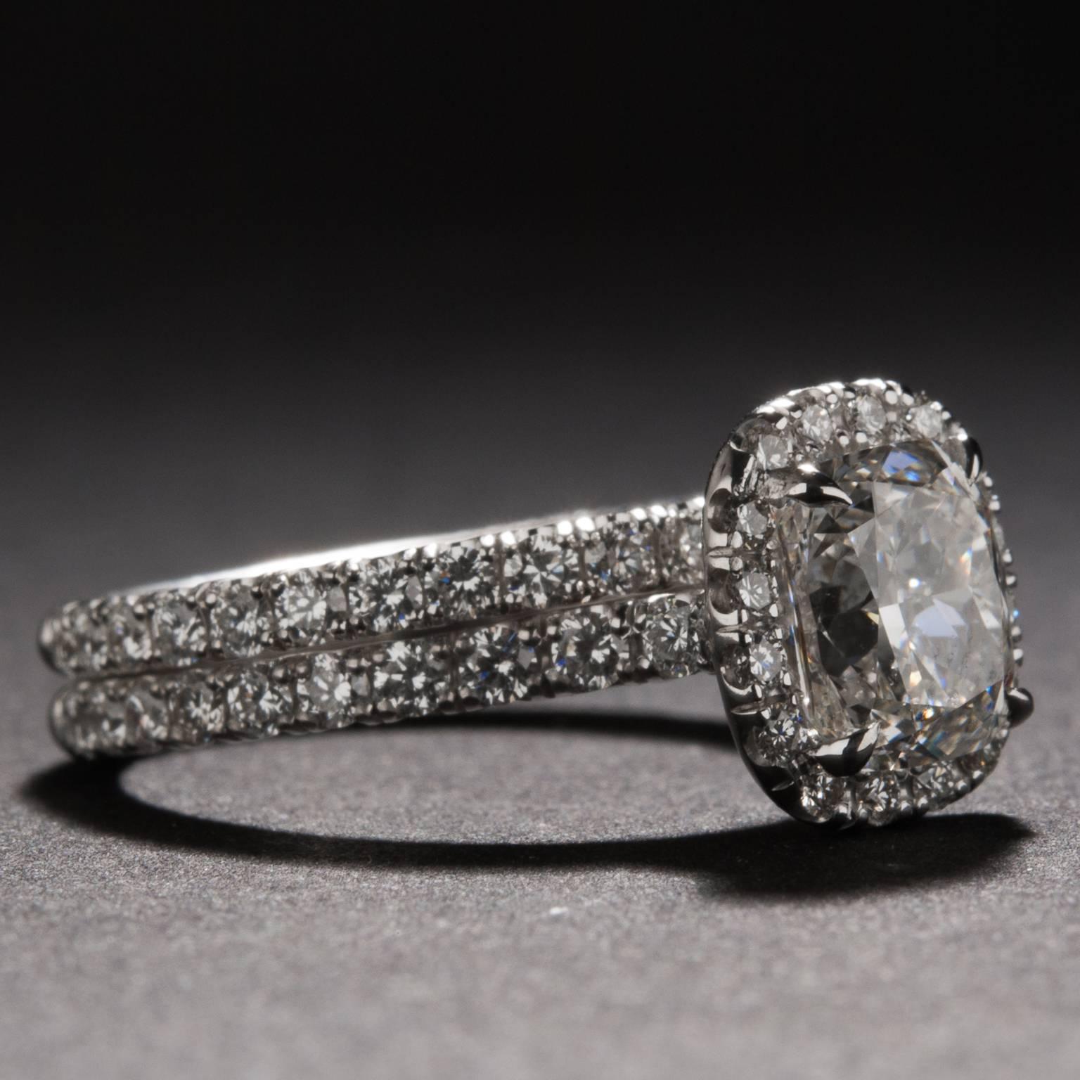 1.51ct GIA Cert Diamond Ring with Matching Diamond Band In New Condition For Sale In Carmel, CA