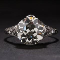 4.11ct GIA Cert Diamond Art Deco Ring