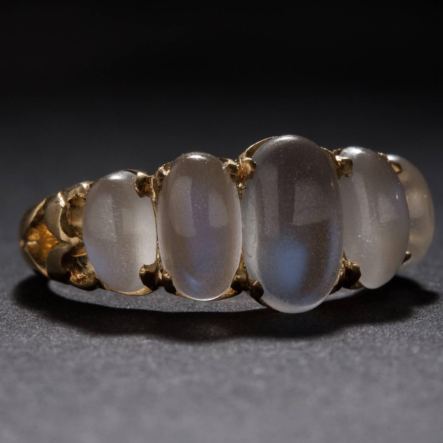 Victorian Vintage Five-Stone Moonstone Ring