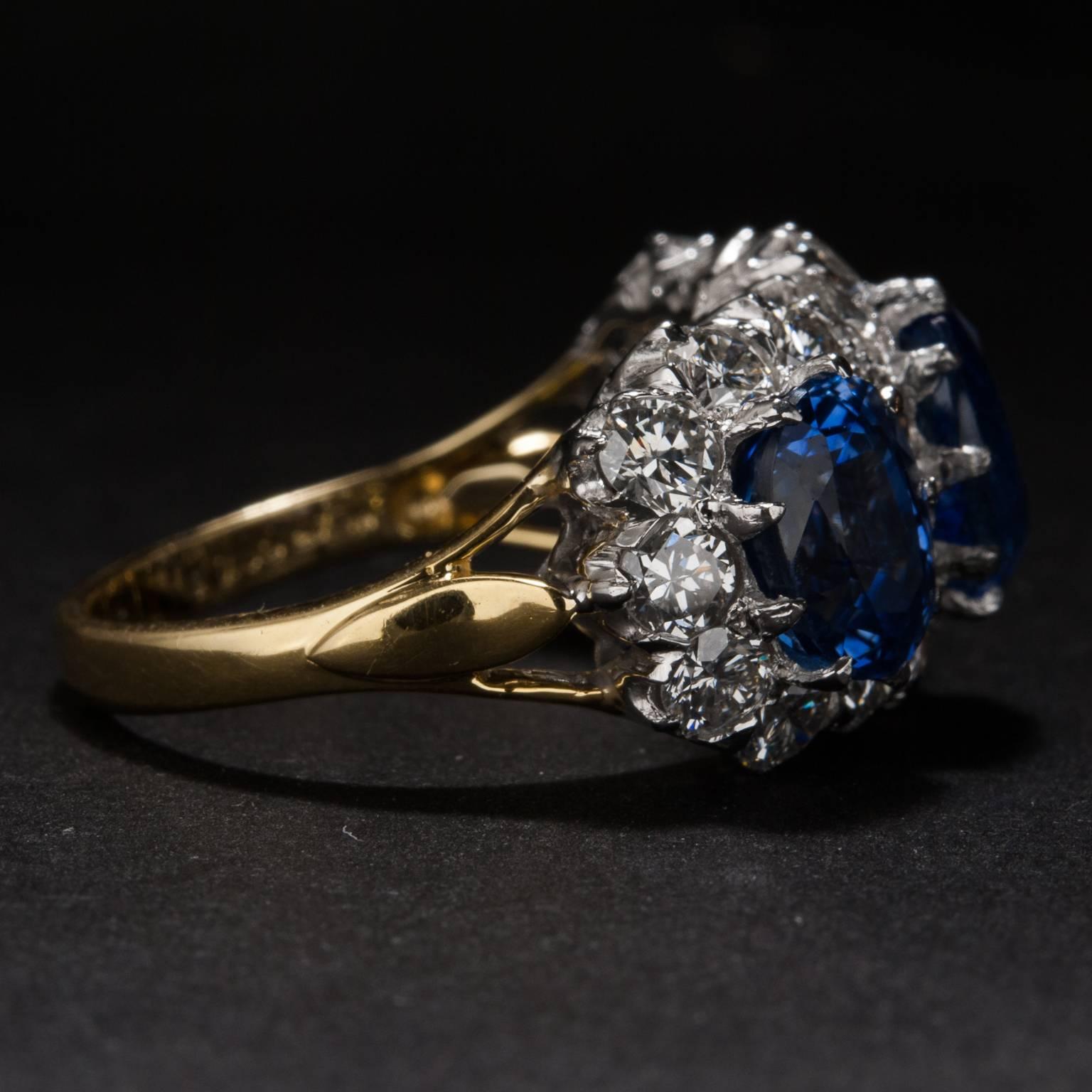 6.37ctw Sapphire and Diamond Ring In Excellent Condition For Sale In Carmel, CA