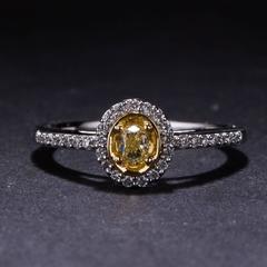 .38 Carats Fancy Yellow Diamond Two Color Gold Ring