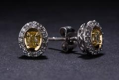 .32 Carats Fancy Yellow Diamonds Two Color Gold Stud Earrings