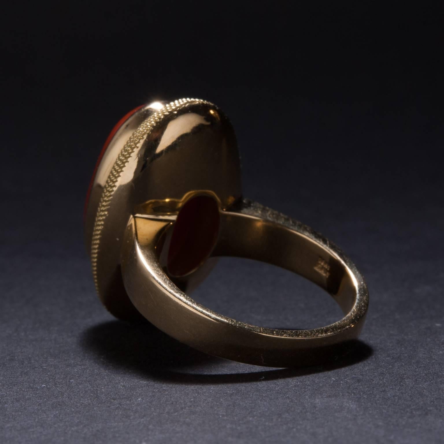 Women's Italian Coral Woven Gold Ring