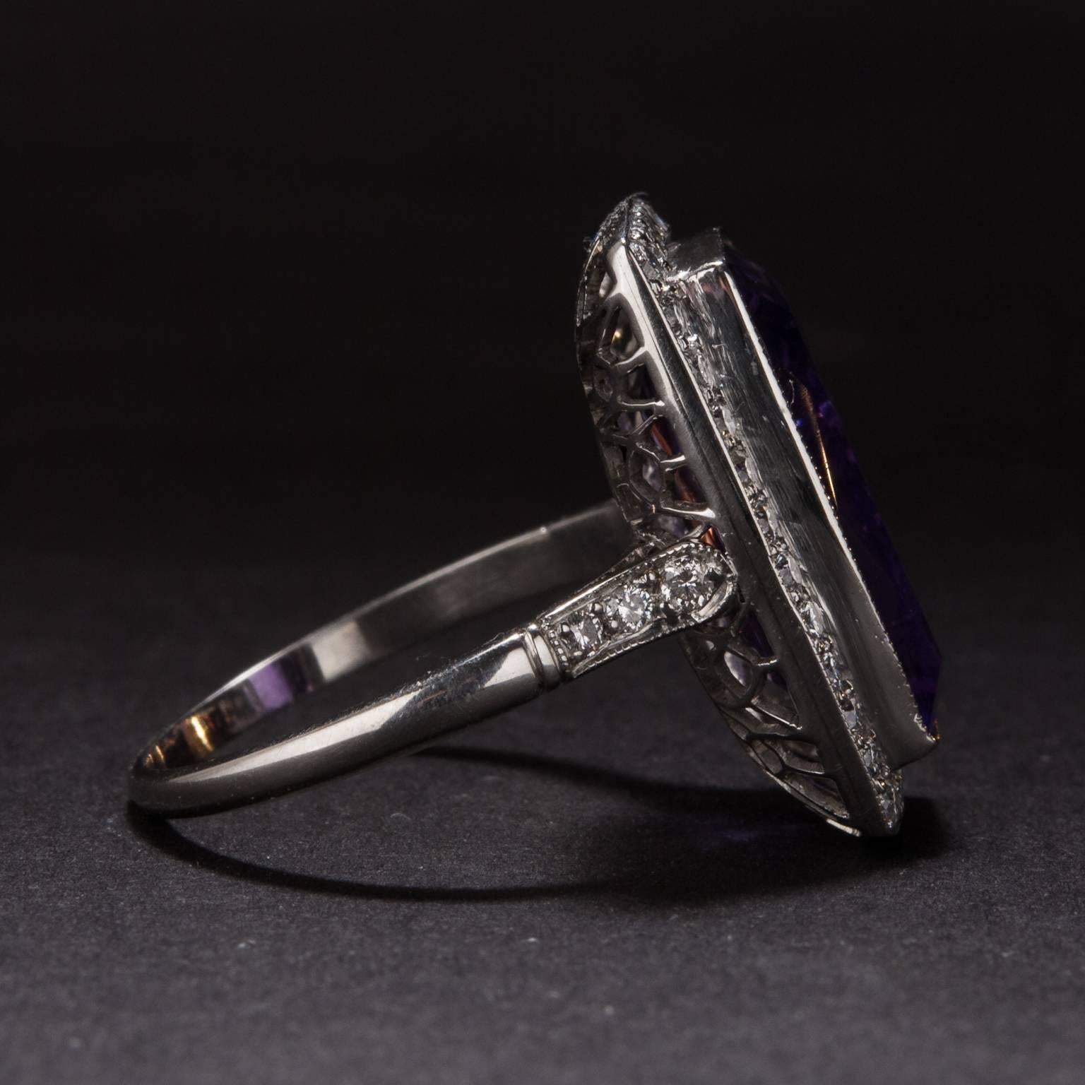 5.95ct Amethyst and Diamond Ring In Good Condition For Sale In Carmel, CA