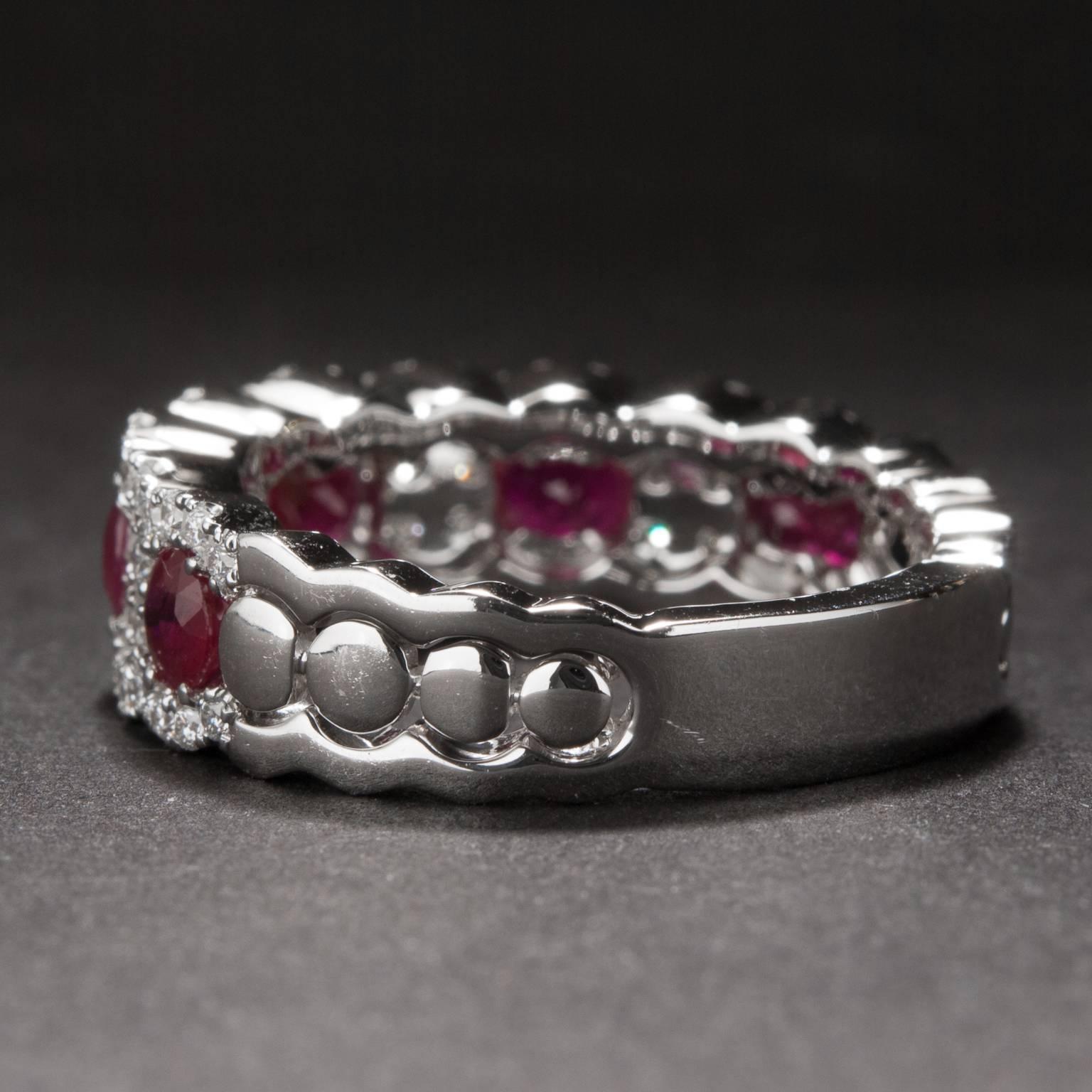 Ruby  Diamond  Half Eternity Band In New Condition For Sale In Carmel, CA