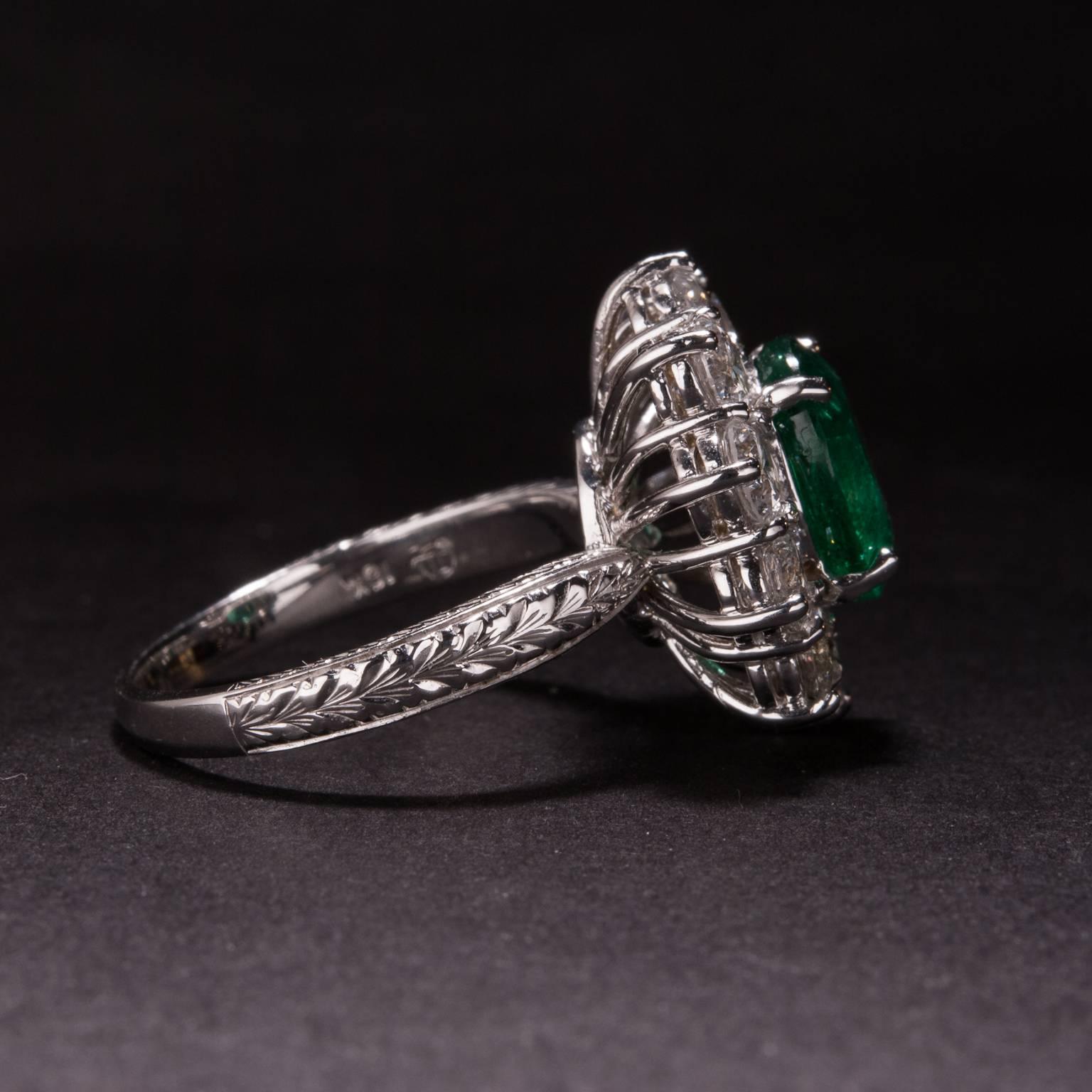 Women's 2.68 Carat Emerald Ring with Diamond Accents  For Sale