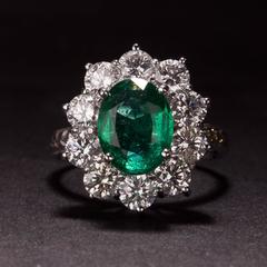 2.68 Carat Emerald Ring with Diamond Accents