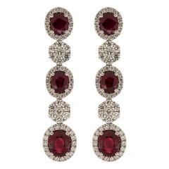 3.51 Total Carats Ruby and Diamond Dangle Earrings 7