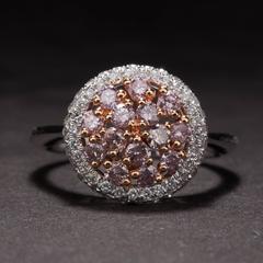 .62 Total Carat Pink Diamond Cluster Ring in White and Rose Gold