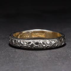 22k White Gold Etched Band