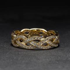 Braided Diamond Yellow Gold  Band