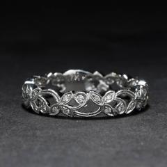 Floral Diamond Eternity White Gold Band