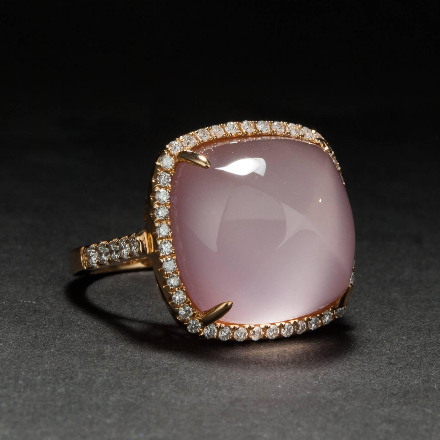 Contemporary Rose Quartz and Pink Mother-of-Pearl Doublet Ring