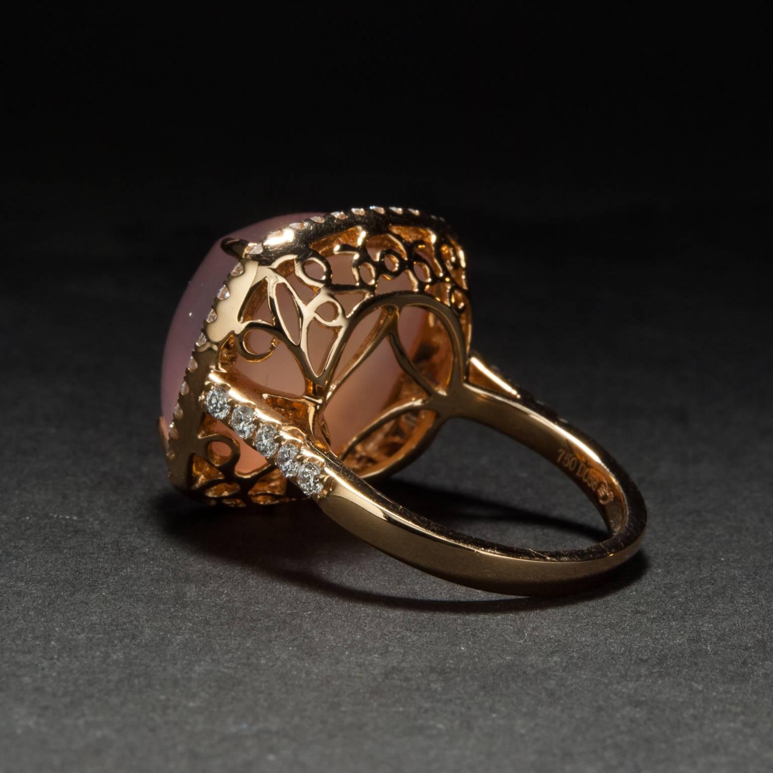 Women's Rose Quartz and Pink Mother-of-Pearl Doublet Ring