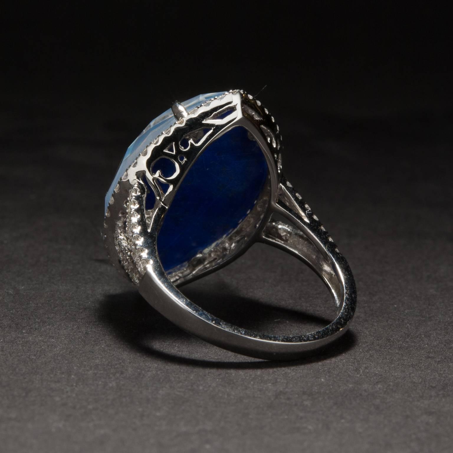 Women's Lapis Lazuli, Mother-of-Pearl and White Topaz Triplet Ring