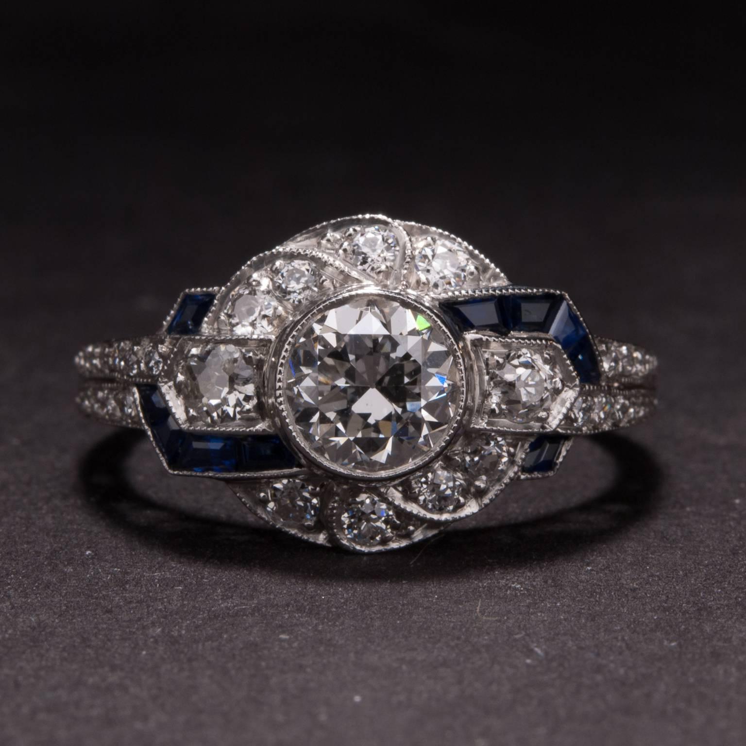 Women's .82 Carat Diamond and Sapphire Ring