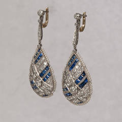 Diamond, Sapphire and Seed Pearl Earrings