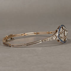 Edwardian Sapphire Diamond Gold Platinum Link Bracelet