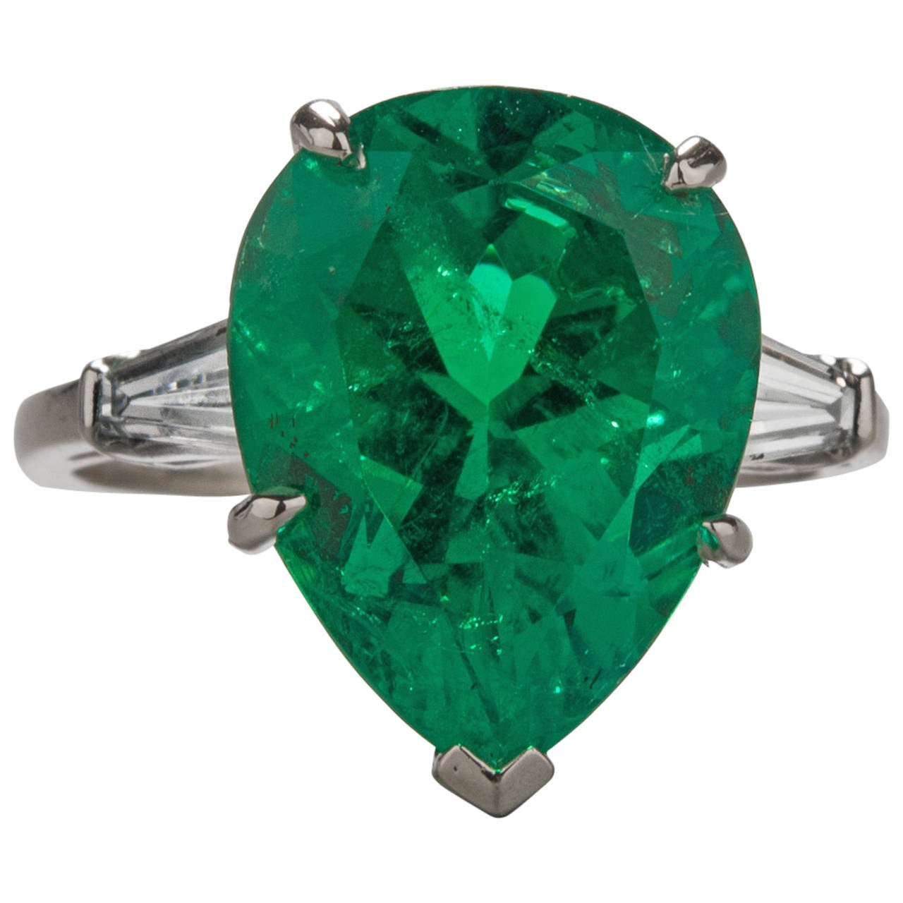 6.82 Carat GIA Cert Emerald Diamond Platinum Cocktail Ring For Sale