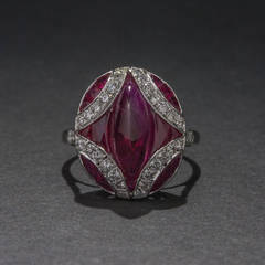 GIA Cert Ruby Diamond Gold Cocktail Ring