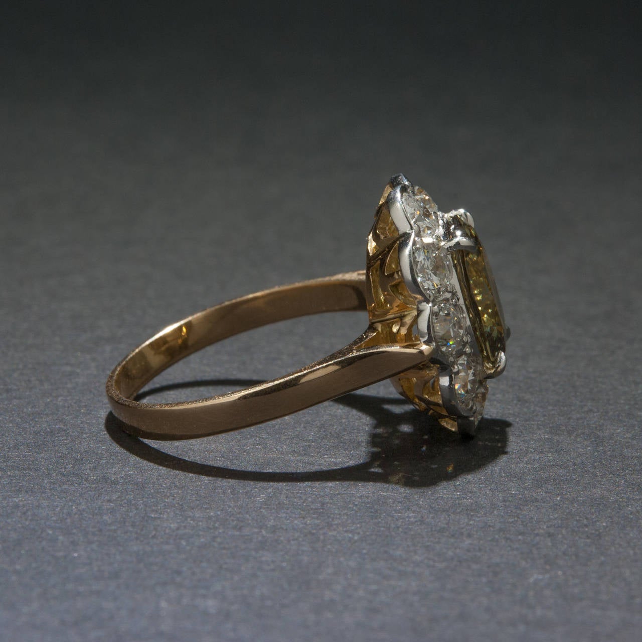 Women's 3.23 Carat GIA Cert Alexandrite Diamond Gold Platinum Cocktail Ring For Sale