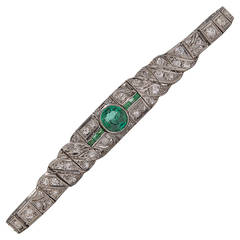Vintage Art Deco Emerald and Diamond Bracelet