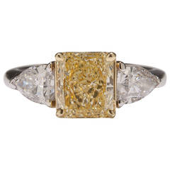1.53 Carat GIA Cert Fancy Yellow Diamond Ring