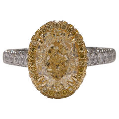 3.53 Carat GIA Cert Fancy Yellow Diamond Ring