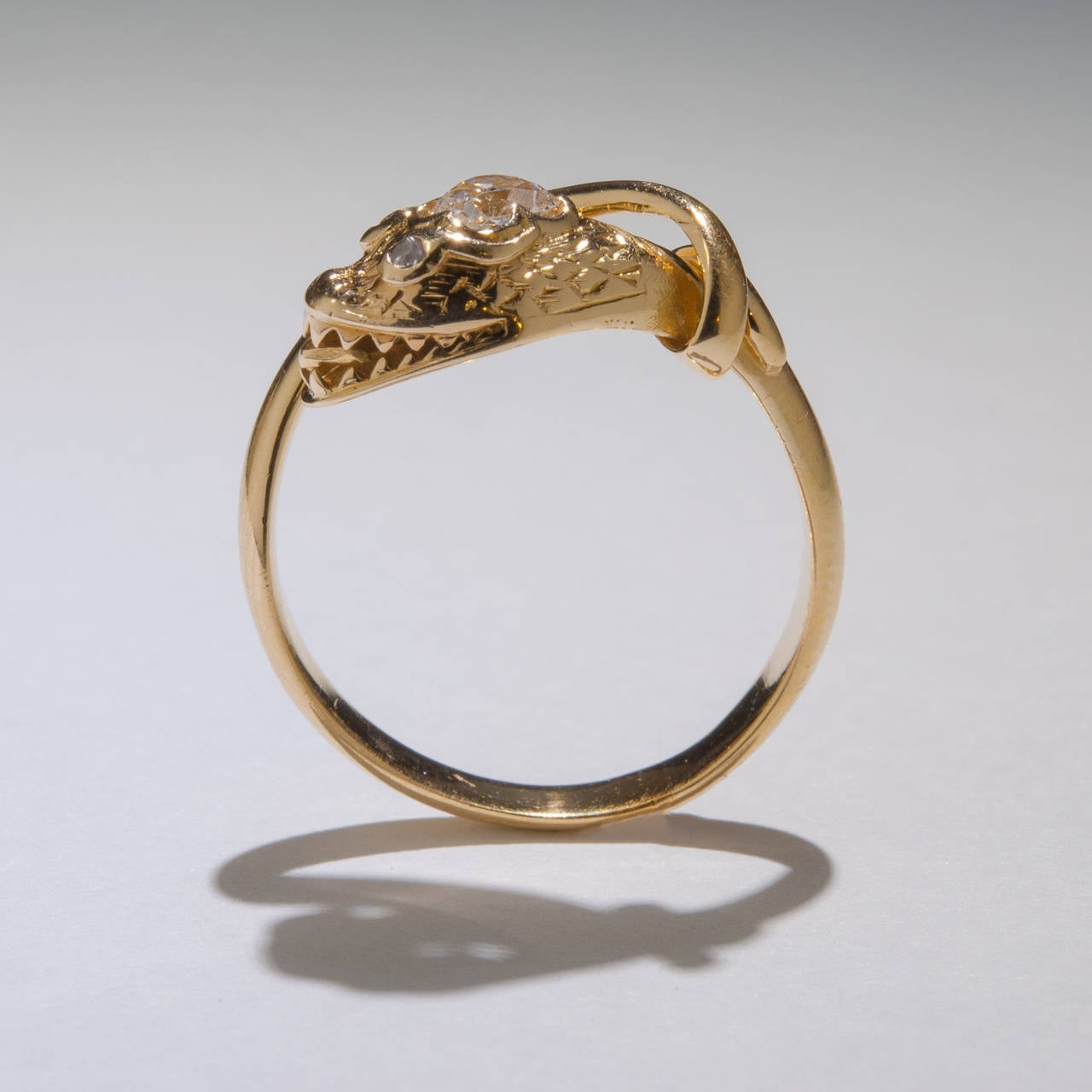 Victorian Diamond Gold Snake Cocktail Ring