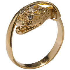 Victorian Diamond Gold Snake Cocktail Ring