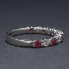 Ruby and Diamond Half-Eternity Band