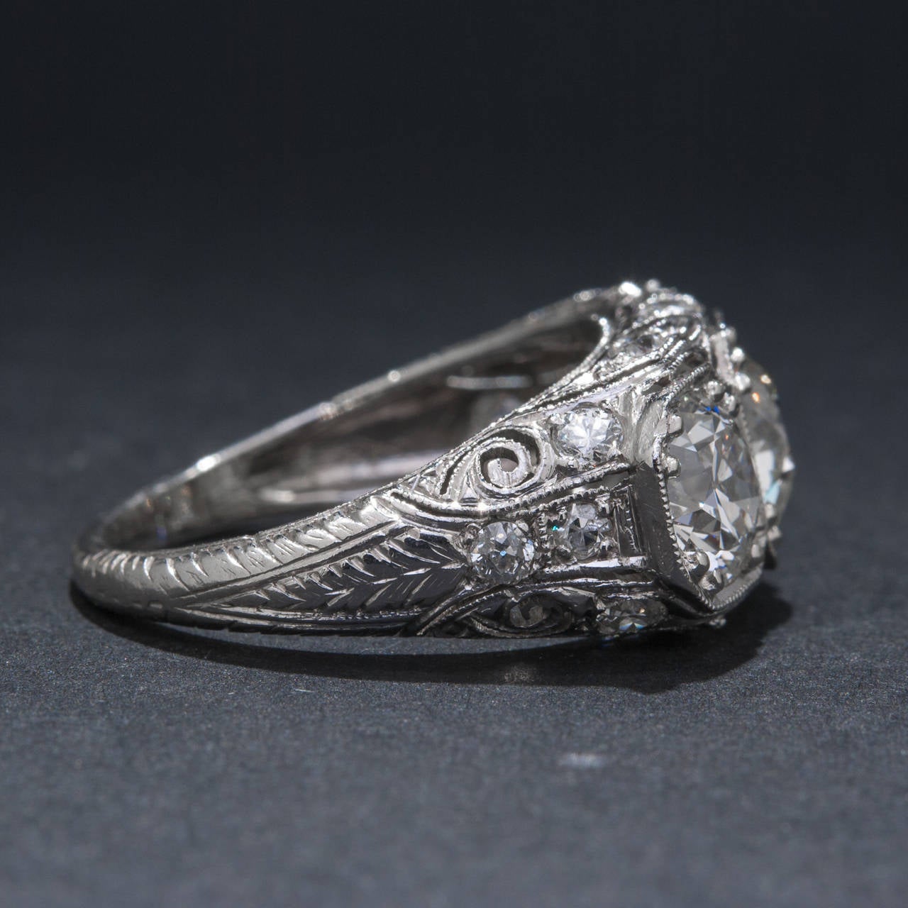 Art Deco Three Stone Diamond Ring In Good Condition For Sale In Carmel, CA
