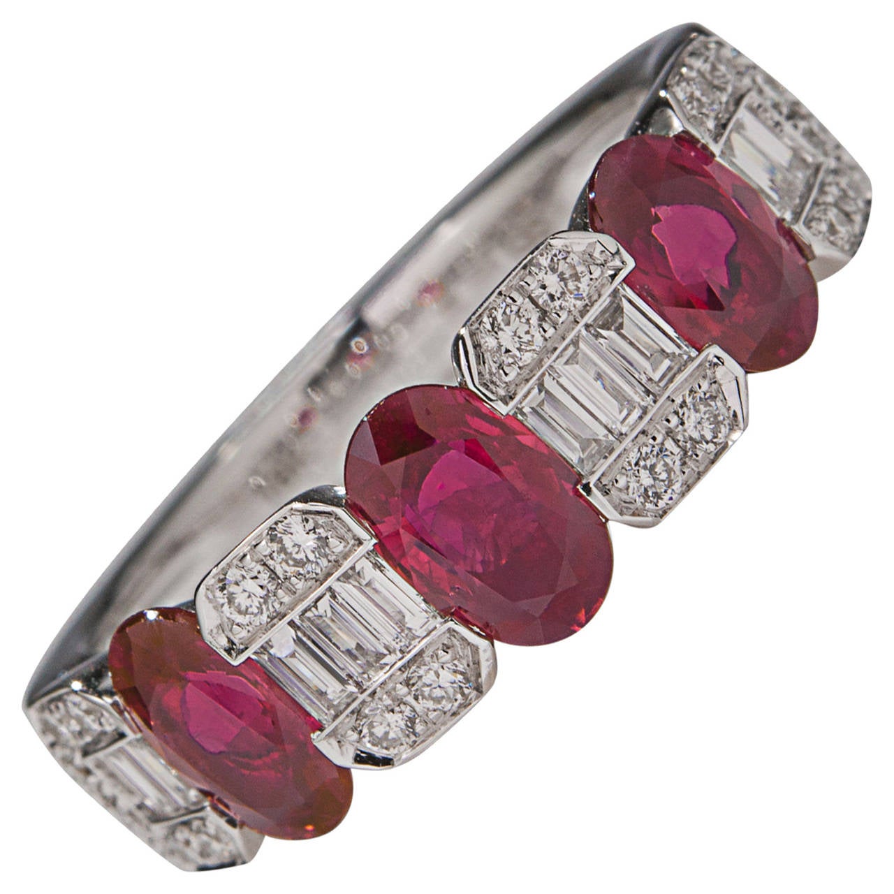 Oval Ruby Diamond Band For Sale