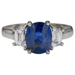1960s 2.54 Carat Sapphire Diamond Ring