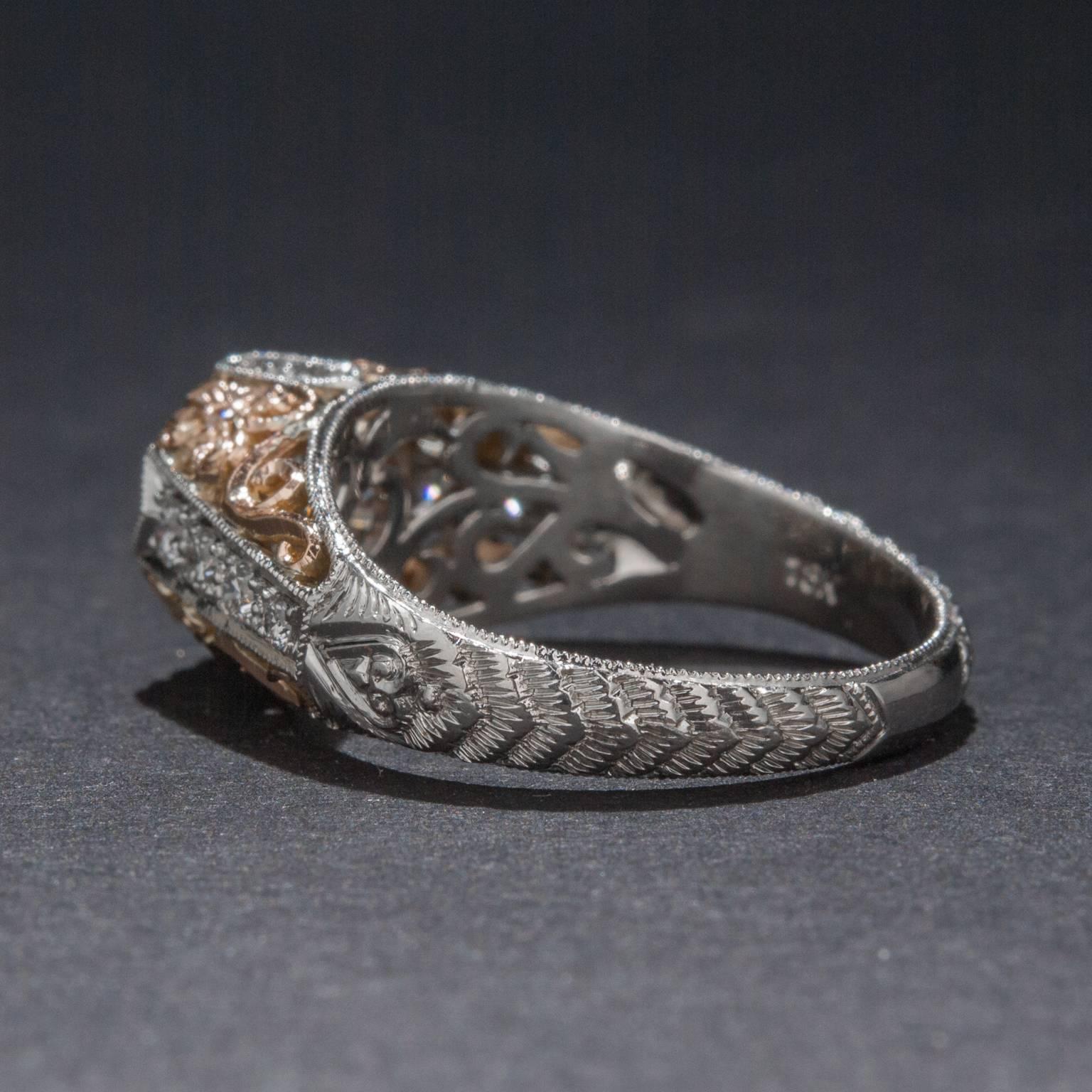 Women's 1.01 Carat Diamond Gold Platinum Engagement Ring For Sale
